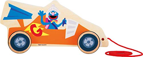 small foot 10981 Sesamstrasse Rennauto aus Holz, 100 Prozent FSC-Zertifiziert, Ziehspielzeug für Kinder ab 1 Jahr zum Ziehen und Laufen Spielzeug, Mehrfarbig von Small Foot