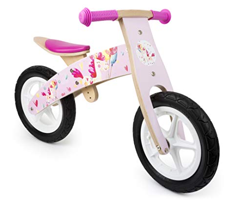 small foot 11254 Laufrad Rosa Einhorn aus Holz, mit verstellbarem Sitz und gummierten Rädern, für Kinder ab 3 Jahren Spielzeug, pink von Small Foot
