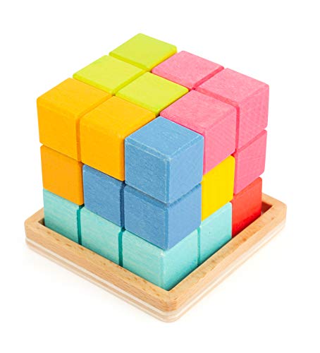 small foot 11346 3D Puzzle Würfel, bestehend aus 7 Teilen, Denkspiel ab 5 Jahren Spielzeug, Mehrfarbig von Small Foot