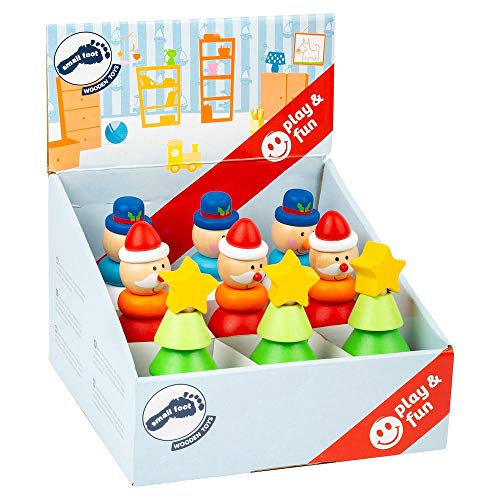 small foot 11466 Display Stapelfiguren Weihnachten aus Holz, Set mit 9 Figuren, Höhe jeweils 12,5cm Spielzeug, Mehrfarbig von Small Foot