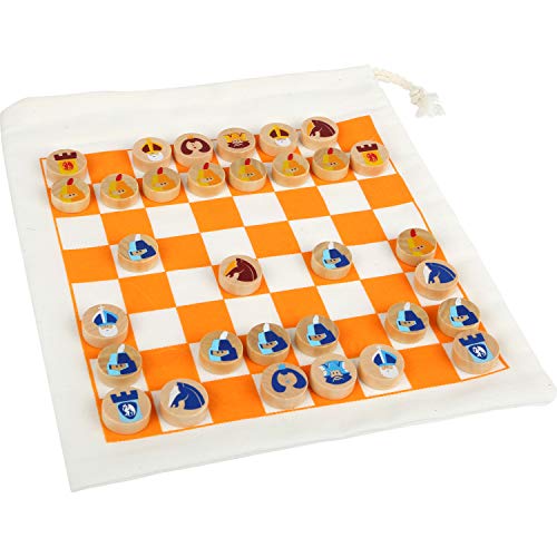 small foot 12021 Schach Reisespiel, FSC 100 Prozent-Zertifiziert, mit praktischem Beutel für Transport und Spielfeld, Dame-Spiel auch möglich Spielzeug, Mehrfarbig von Small Foot