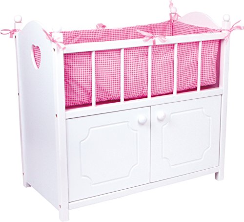 Small Foot Puppenbett mit Schrank aus Holz, Bettwäsche und Bettumrandung, ab 3 Jahren, 2875, Weiß Rosa von Small Foot