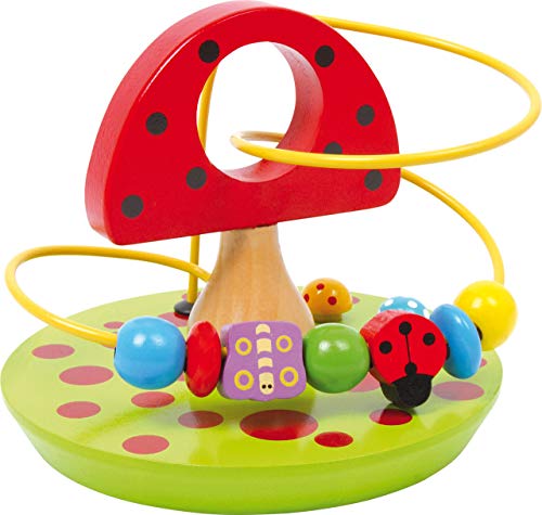 small foot 3382 Motorik „Pilz“ aus bunt lackiertem Holz, bunte Motorikschleife mit sieben Schiebeelementen von Small Foot