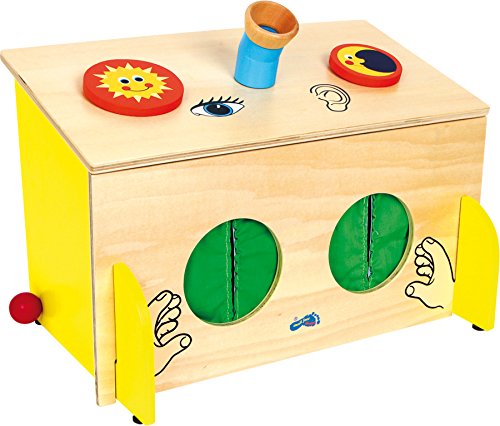 small foot Fühl-Box aus Holz, Sinnesspiel, schult spielerisch den Tast- Hör- und Sehsinn, ab 3 Jahren, 6989 von Small Foot