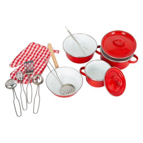 small foot Kochgeschirr für Kinder, Zubehör für Spielküche, 13-tlg. Set mit Topfhandschuh und Küchenhelfern, 8964 von Small Foot