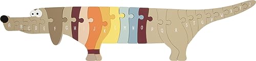 small foot Buchstabenpuzzle Hund aus Holz, mit 26 Puzzleteilen zum Lernen des Alphabets, für Kinder ab 3 Jahren, 12413 von Small Foot