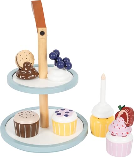 small foot Cupcake Etagere Tasty aus Holz, Zubehör für die Kinderküche und Kaufladen, für Kinder ab 3 Jahren, 12434 von Small Foot