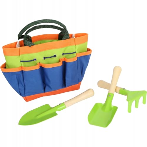small foot Gartentasche aus Holz und Metall, mit 3 Gartenwerkzeugen, Gartenspielzeug für Kinder ab 3 Jahren, 12015 von Small Foot