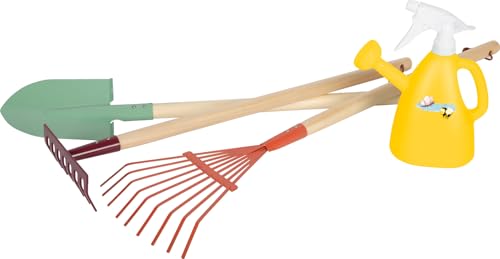 Small Foot Gartenwerkzeug-Set mit Gießkanne „Tiny Garden“, Gartenset mit 2-in-1 Gießkanne und robusten Werkzeugen, für Kinder ab 3 Jahren, 12663 von Small Foot