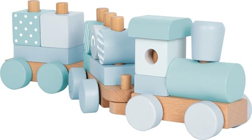 small foot Holzzug blau, Steck- und Stapelspielzeug mit 14 Elementen, dekorativer Zug aus robustem Holz, für Kinder ab 12 Monaten, 12695 small foot Holzzug blau, Steck- und Stapelspielzeug mit 14 Elementen, dekorativer Zug aus robustem Holz, für Kinder ab 12 Monaten, 12695 von Small Foot