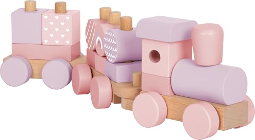 small foot Holzzug rosa, Steck- und Stapelspielzeug mit 14 Elementen, dekorativer Zug aus robustem Holz, für Kinder ab 12 Monaten, 12694 small foot Holzzug rosa, Steck- und Stapelspielzeug mit 14 Elementen, dekorativer Zug aus robustem Holz, für Kinder ab 12 Monaten, 12694 von Small Foot