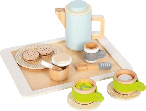 small foot Kaffee und Tee Set Kinderküche aus Holz, 15-TLG. Küchenspielzeug, Rollenspiel für Kinder ab 2 Jahren, 12484 von Small Foot