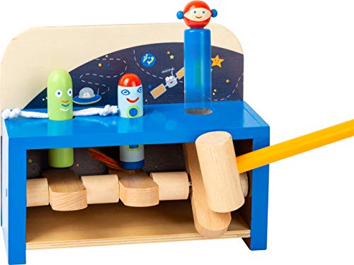 small foot Klopfbank Space aus Holz, Hammerspiel mit Weltraumfiguren für kleine Weltraumpioniere, ab 3 Jahren, 11506, Mehrfarbig von Small Foot