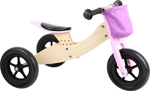 small foot Laufrad-Trike Maxi 2 in 1 Rosa aus Holz, Drei- und Laufrad, verstellbarer Sitz und gummierte Reifen, 11611, Groß von Small Foot