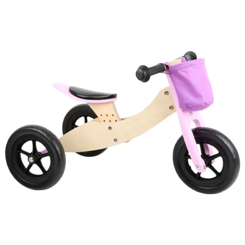 small foot Laufrad-Trike Maxi 2 in 1 Rosa aus Holz, Drei- und Laufrad, verstellbarer Sitz und gummierte Reifen, 11611, Groß von Small Foot