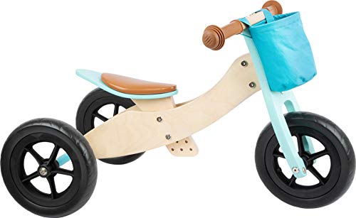 small foot Laufrad-Trike Maxi 2 in 1 Türkis aus Holz, Drei- und Laufrad, verstellbarer Sitz und gummierte Reifen, 11609, Groß von Small Foot