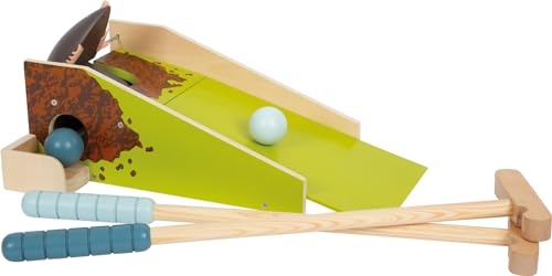 Small Foot Minigolf-Set Maulwurf aus Holz, mit „Schnapp“-Mechanismus, Gartenspielzeug für Kinder ab 3 Jahren, 12439, Grün von Small Foot
