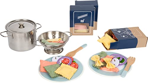 small foot Pasta-Koch-Set "fresh" für die Kinderküche, inkl. Kochtopf, Sieb, Geschirr und Nudeln, ab 3 Jahren, 12292 von Small Foot