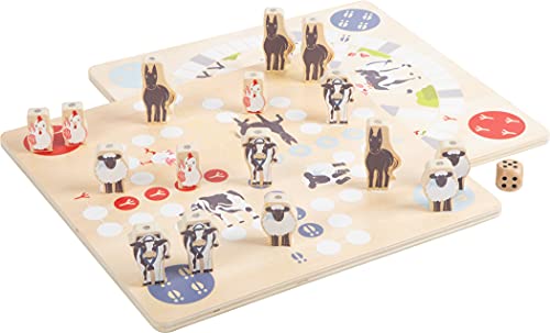 small foot Spielesammlung "4 Friends" aus Holz, Ludo, Leiterspiel, Pferderennen und Stapelspiel, ab 4 Jahren, 12228 von Small Foot