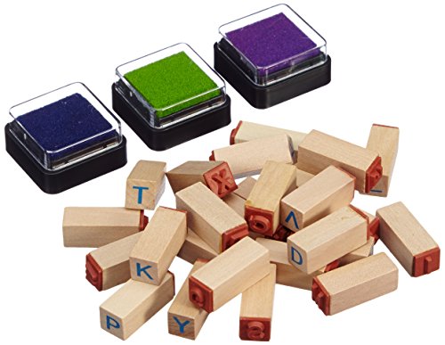 small foot Stempel-Set Buchstaben aus Holz, einfache Reinigung, inkl. 3 verschiedenfarbige Stempelkissen, Art.-Nr. 8140 von Small Foot
