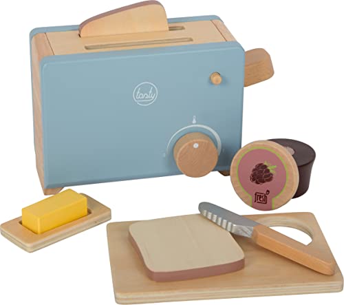 small Foot Toaster-Set Tasty aus Holz, Rollenspielzeug für Kinder, Zubehör für Spielküchen, ab 3 Jahren, 12246 von Small Foot