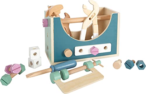 small foot Werkzeugkasten 2 in 1 "Nordic", Rollenspielzeug ab 3 Jahren, mit Kinderwerkzeugen aus Holz, Art. 12213 von Small Foot