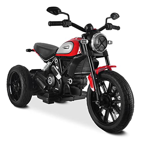 Smart BeBe Kinder Elektro-Motorrad Ducati Scrambler 12V Batterie hohe/niedrige Geschwindigkeit MP3 Sound und Lichter 3 Räder 3-8 Jahre (Rot) von Smart BeBe