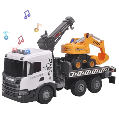 Smart BeBe Scania Abschleppwagen Spielzeug mit Kran Extra großer Reibungs-LKW mit Kranfunktion Lichter und Geräusche Reibungs-Spielzeug-LKW für Kinder von Smart BeBe