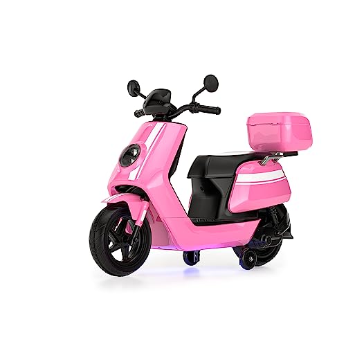 Smart Bebe NQI GT Kinder Elektro Motorrad 12V Batterie Duale Motoren MP3 Realistischer Klang und Lichter W/Stützräder 3-8 Jahre (Rosa) von Smart BeBe