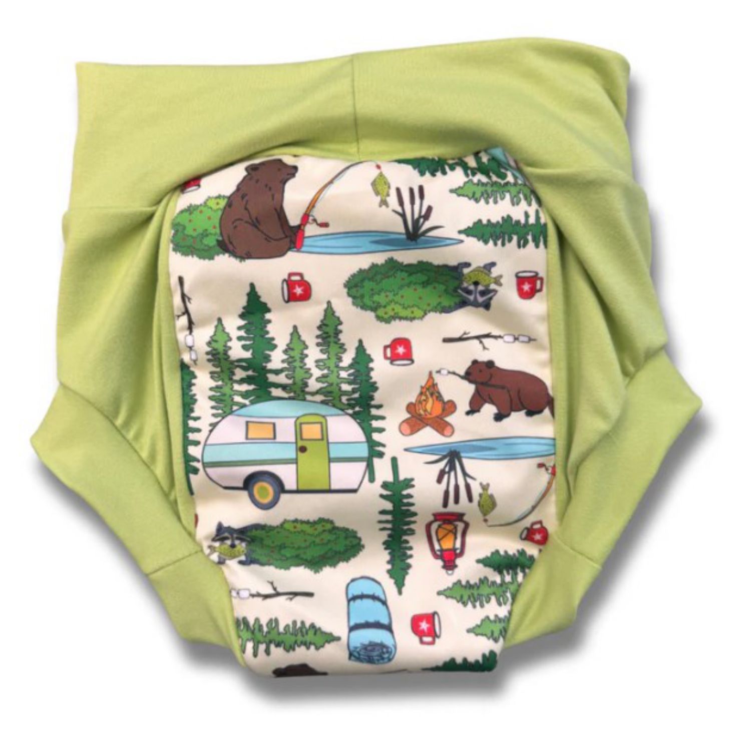 Smart Bottoms Nighttime Trainer - Campfire Tails (grüner Rand) S (18 - 24 Monate) von Smart Bottoms