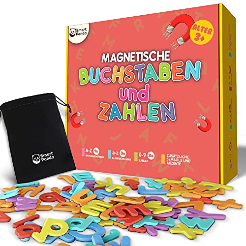 Smart Panda Magnetische Buchstaben und Zahlen für Kinder - [1x A-Z, 3X a-z, 2X 0-9 und Deutschen Symbolen] Alphabet-Set Kühlschrankmagneten für Kinder - ABC-Spiele zum Buchstabieren und Lesen Lernen von Smart Panda