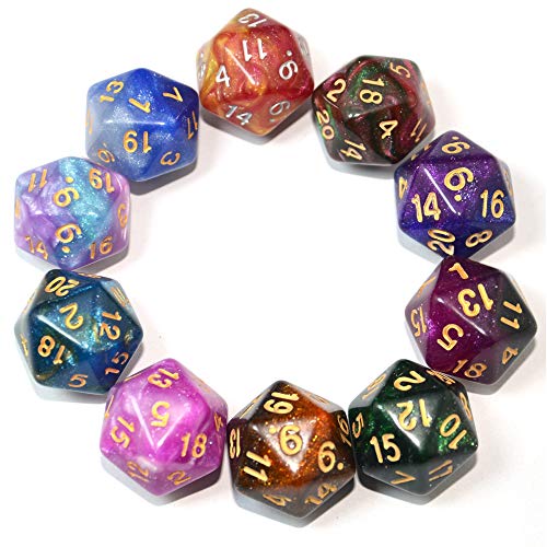 SmartDealsPro Polyedrische Würfel für DND, RPG, MTG, 20-seitig, D20, 10 Stück, Farbe 3 von SmartDealsPro