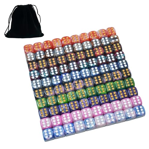 SmartDealsPro 100 Stück zweifarbige 16 mm runde Winkel, D6, sechsseitige Würfel, für Tenzi, Farkle, Yahtzee, Bunco oder Mathematikunterricht von SmartDealsPro