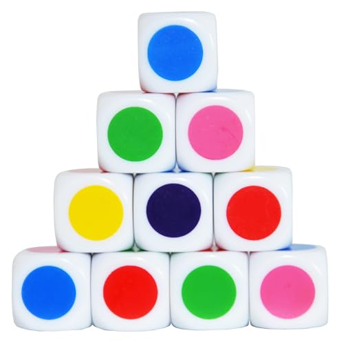 SmartDealsPro D6 sechsseitige 16 mm transparente Würfel für DND, MTG, RPG, Tenzi, Yahtze, Bunco, Tisch-Boradspiele, Mathematikunterricht (Farbe 7), 10 Stück von SmartDealsPro