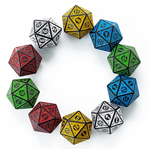 SmartDealsPro Polyedrische Retro-Würfel, 26 mm, groß, 20 Seiten, D20, für DND RPG MTG Brettspiel, 10 Stück von SmartDealsPro