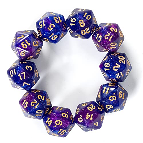 SmartDealsPro Polyedrische Würfel für DND, RPG, MTG, 20-seitig, D20, 10 Stück (Farbe 7) von SmartDealsPro