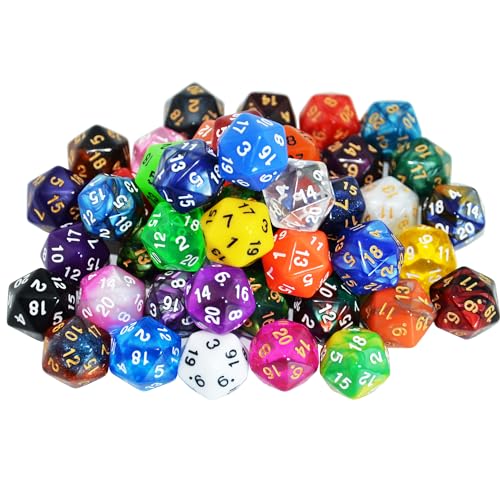 SmartDealsPro Polyedrische D20-Würfel, 20-seitig, mit Tasche, für DND RPG MTG Tischspiel (D20, verschiedene Farben), 50 Stück SmartDealsPro Polyedrische D20-Würfel, 20-seitig, mit Tasche, für DND RPG MTG Tischspiel (D20, verschiedene Farben), 50 Stück von SmartDealsPro
