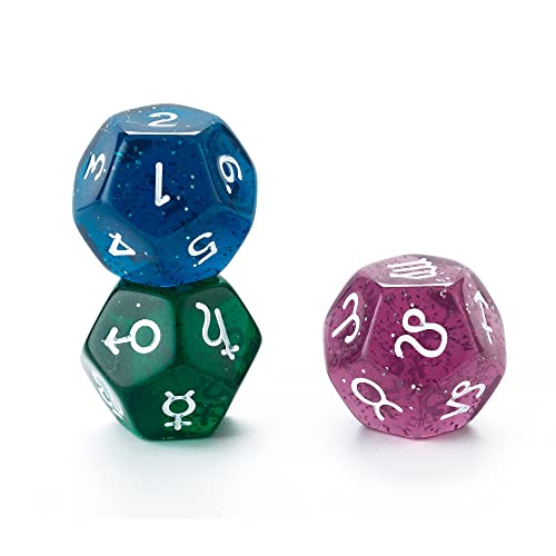 SmartDealsPro Sternzeichen-Würfel für Sternzeichen, 12-seitig, D12, für Sternbild, Tarotkarten, Spielzubehör, 3 Stück (Farbe 1) von SmartDealsPro
