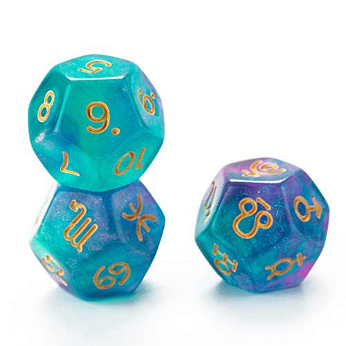 SmartDealsPro Sternzeichen-Würfel für Sternzeichen, 12-seitig, D12, für Sternbild, Tarotkarten, Spielzubehör, 3 Stück (Farbe 6) von SmartDealsPro
