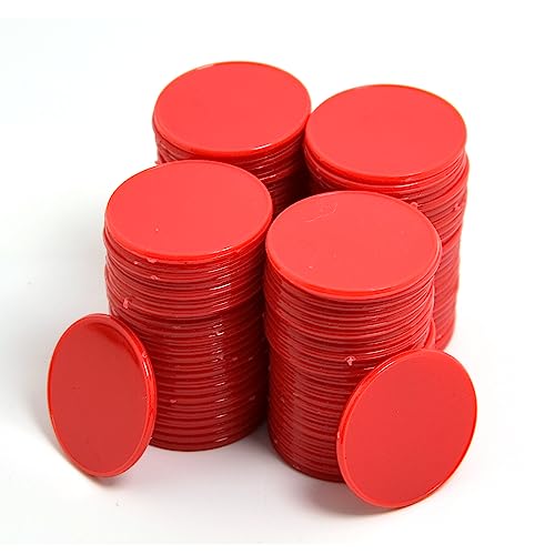 Smartdealspro Undurchsichtiger Lernzähler aus Kunststoff, Mini-Poker-Chips, Spielsteine mit Aufbewahrungsbox, Rot, 32 mm (100 Stück)) von SmartDealsPro