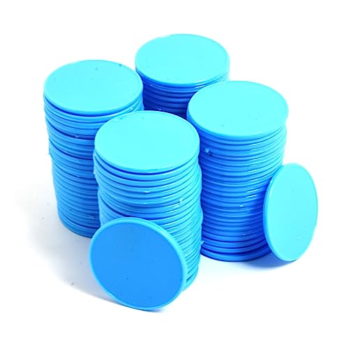 Smartdealspro Undurchsichtiger Lernzähler aus Kunststoff, Mini-Poker-Chips, Spielsteine mit Aufbewahrungsbox (Himmelblau, 32 mm (100 Stück)) von SmartDealsPro