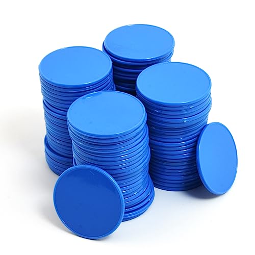 Smartdealspro Undurchsichtiger Lernzähler aus Kunststoff, Mini-Poker-Chips, Spielsteine mit Aufbewahrungsbox (Purssian Blue, 32 mm (100 Stück)) von SmartDealsPro