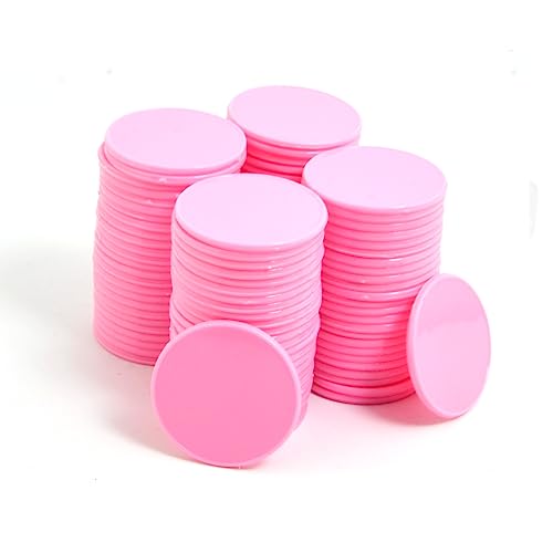 Smartdealspro 100 Stück 32 mm undurchsichtige Kunststoff-Lernzähler Disks Mini-Pokerchips Spielsteine mit Aufbewahrungsbox … (Rosa) von SmartDealsPro