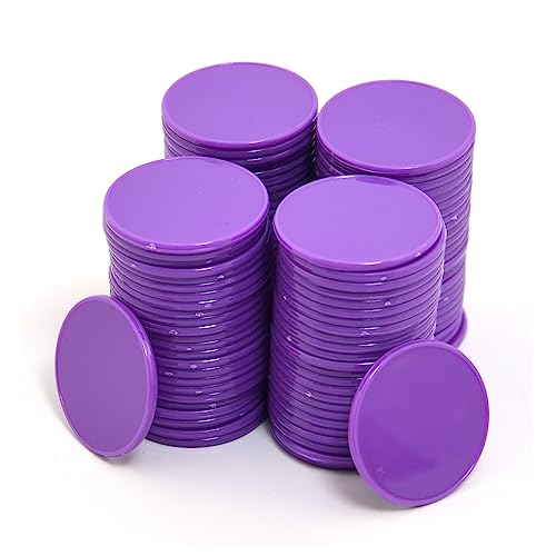 Smartdealspro Undurchsichtiger Lernzähler aus Kunststoff, Mini-Poker-Chips, Spielsteine mit Aufbewahrungsbox (lila, 32 mm (100 Stück)) von SmartDealsPro
