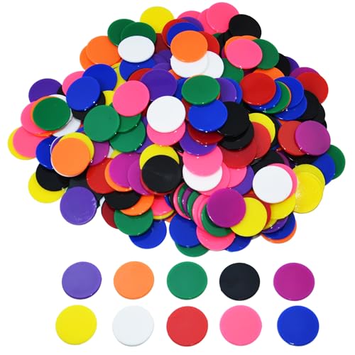 Smartdealspro 300 Stück 2,5 cm 10 Farben, undurchsichtig, Kunststoff, Lernzähler, Mini-Poker-Chips, Spielsteine (ohne Rand) von SmartDealsPro