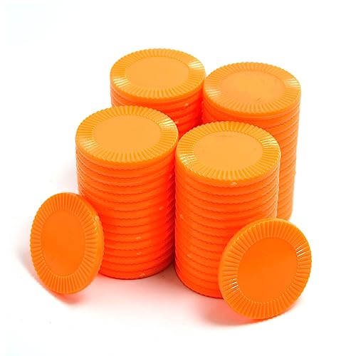 Smartdealspro 64 Stück 32 mm/1,26 Zoll blickdichte Kunststoff Lernzähler Disks Mini Poker Chips Spielsteine mit Aufbewahrungsbox (Orange) von SmartDealsPro