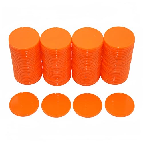 Smartdealspro Undurchsichtiger Lernzähler aus Kunststoff, Mini-Poker-Chips, Spielsteine mit Aufbewahrungsbox (Orange-Rot, 25 mm) von SmartDealsPro