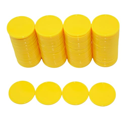 Smartdealspro Undurchsichtiger Lernzähler aus Kunststoff, Mini-Poker-Chips, Spielsteine mit Aufbewahrungsbox (Gelb, 25 mm) von SmartDealsPro