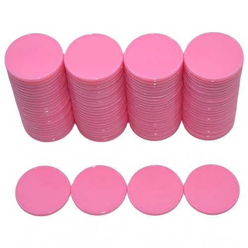 Smartdealspro Set mit 100 Stück 25 mm undurchsichtigen Kunststoff Lernzählern Mini Poker Chips Spiel-Spiel-Token mit Aufbewahrungsbox (Pink) von SmartDealsPro