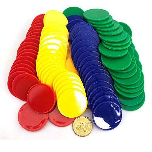 Smartdealspro Undurchsichtiger Lernzähler aus Kunststoff, Mini-Poker-Chips, Spielsteine mit Aufbewahrungsbox (4 Farben: Rot, Gelb, Blau, Grün, 40 mm) von SmartDealsPro
